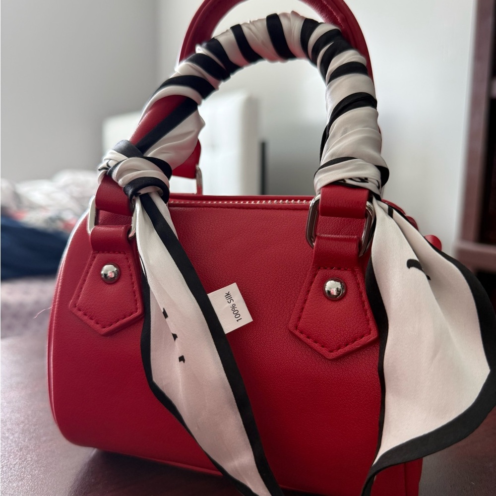 Nine West Red and Black Mini Bag with Unique Handle